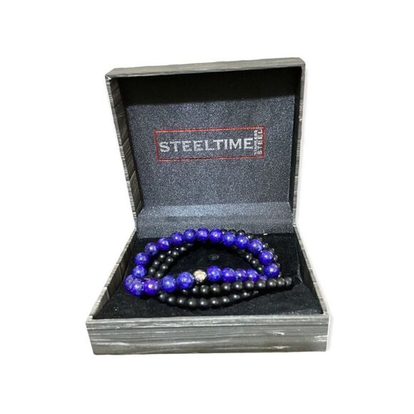 STEELTIME Blue & Black Bracelet Set - Picture 1 of 3
